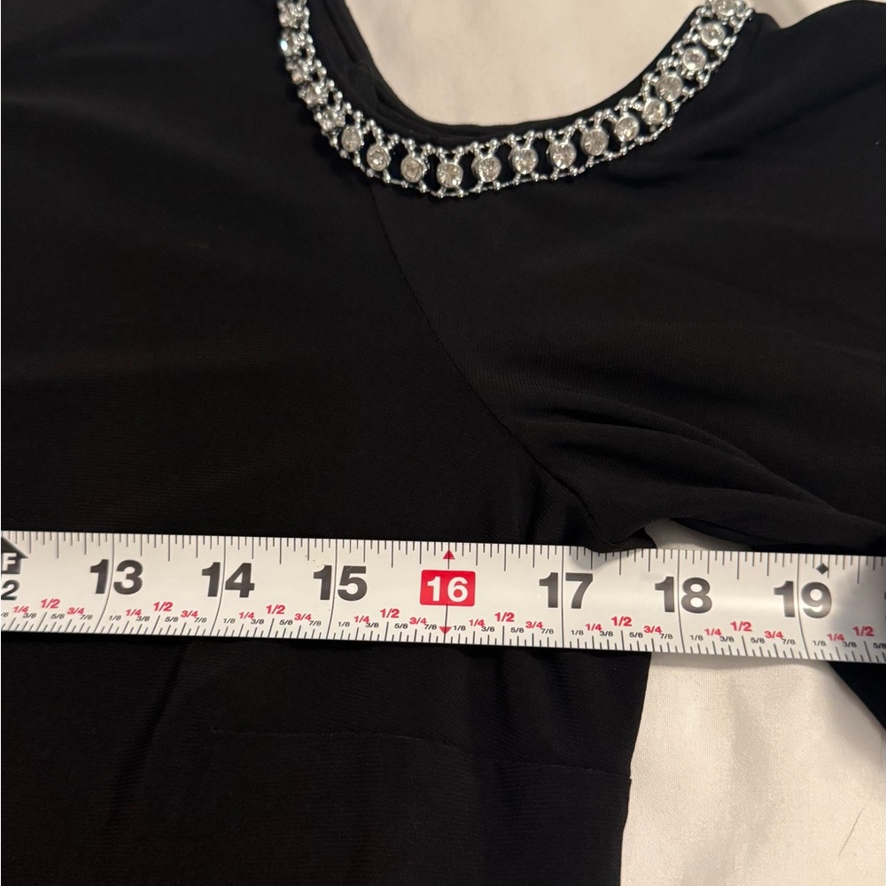 Black Dress with Rhinestone Cutouts 3/4 sleeves Size Medium - Picture 7 of 9